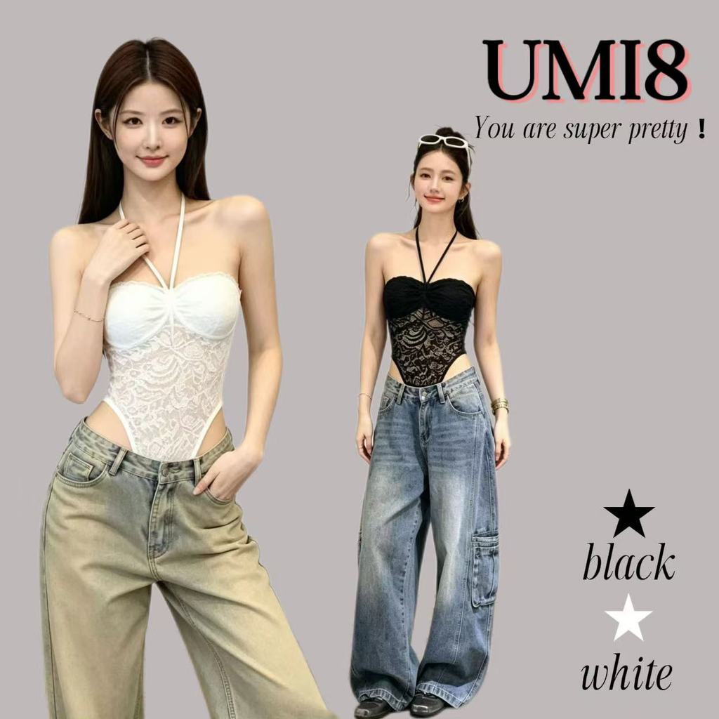UMI8💝【ในสต็อก】💝 บอดี้สูทผ้าลูกไม้แบบเรียบง่ายและลำลอง เสื้อผ้าสตรีใหม่สำหรับฤดูใบไม้ผลิ/ฤดูร้อน 2026