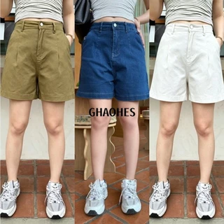 GHAOHES กางเกงขาสั้นยีนส์เอวสูง ยืดหยุ่น ทรงสวยปกปิดต้นขา 4 สี มีไซส์ S ถึง 5XL #6674-6677