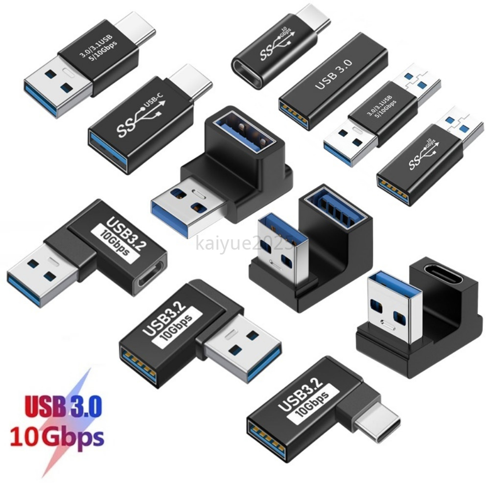KYBD อะแดปเตอร์ USB มุมขวา 90 องศาขึ้นและลงมุม USB 3.0 ชายประเภท C หญิงเชื่อมต่อสําหรับแล็ปท็อปแท็บเล็ตและโทรศัพท์