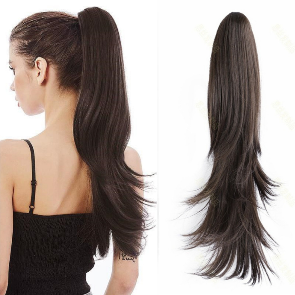 (การจัดส่งสินค้าในพื้นที่) 55เซนติเมตรกรงเล็บคลิปวิกผมหางม้าชั้นวิปริตผมหางม้าชิ้นผมสําหรับผู้หญิงสวมใส่ทุกวัน