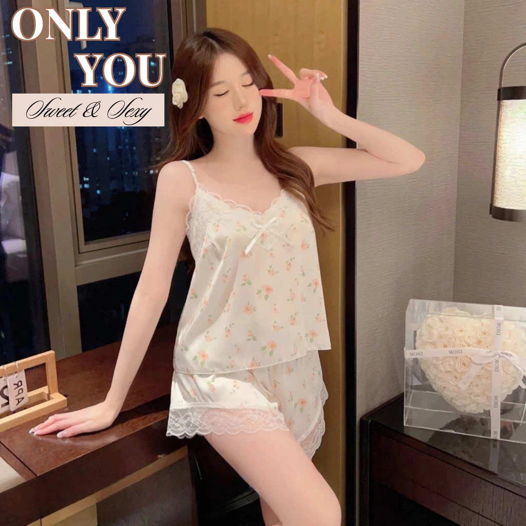 ONLY YOU สายเดี่ยวชุดนอน ชุดเซ็ทผู้หญิงน่ารักๆ ชุดอ่อยผัว 🌹 M-5XL | 40-100กก. D-022