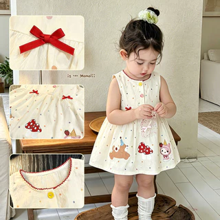 ชุดเดรส เด็กผู้หญิงสไตล์ใหม่ สดใส เนื้อผ้าบางใส่สบาย 80-120cm