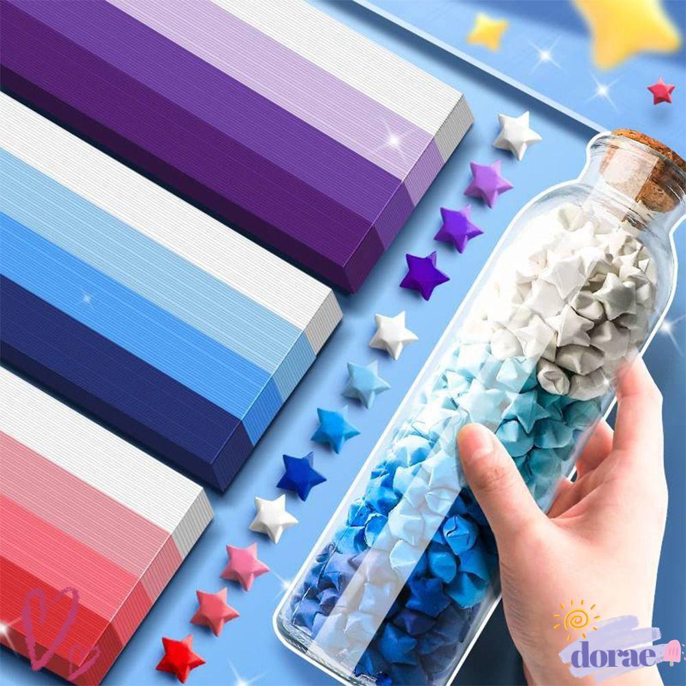 DORAE 540PCS แถบกระดาษสีไล่ระดับสองด้าน สําหรับพับดาว Origami DIY ศิลปะงานฝีมือ ของขวัญเด็ก