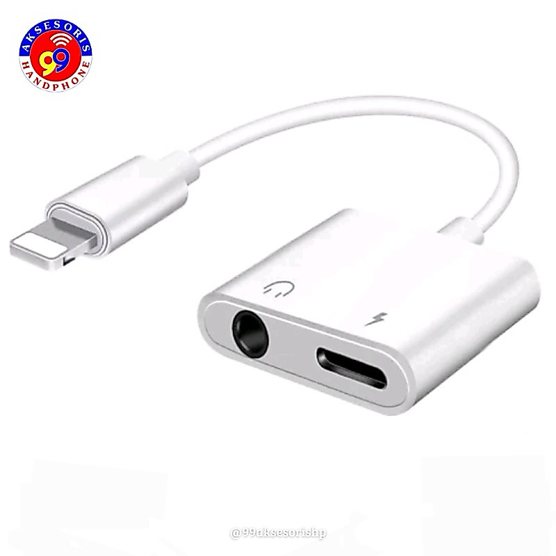 เครื่องชาร์จ IPHONE / LIGHTNING SPLITTER 2 IN 1 + แจ็คชุดหูฟัง 3.5