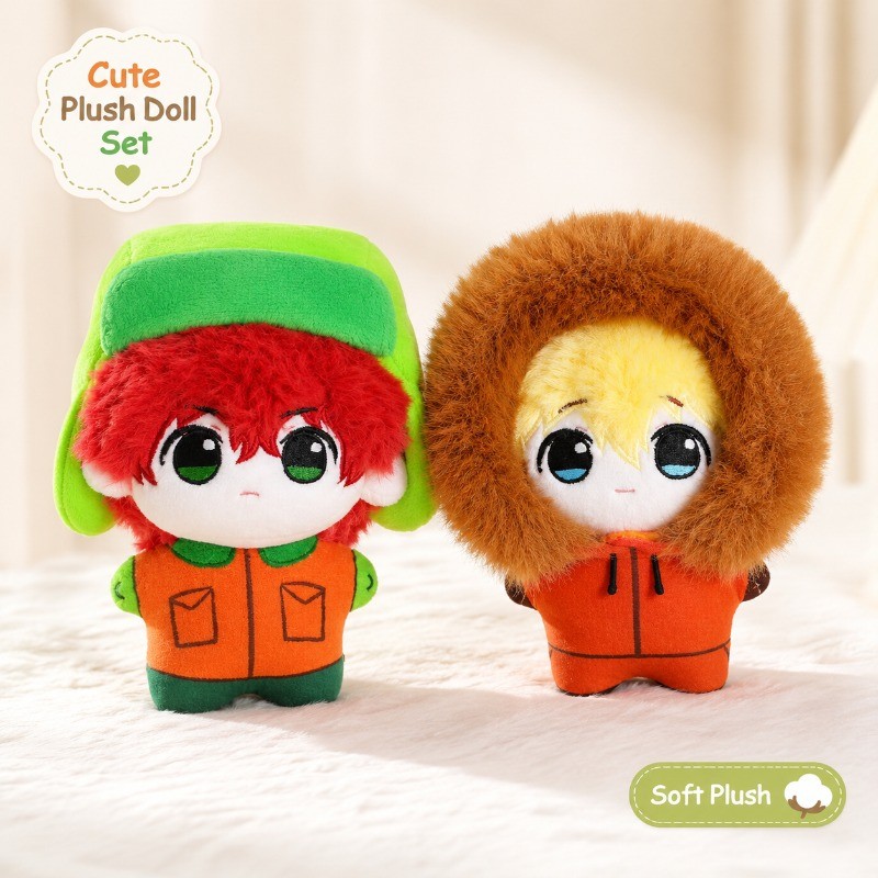 น่ารัก South Park Kyle & Kenny 10 ซม.ผ้าฝ้ายตุ๊กตาตุ๊กตาของเล่นตุ๊กตาพวงกุญแจสําหรับแฟนกระเป๋า Charm