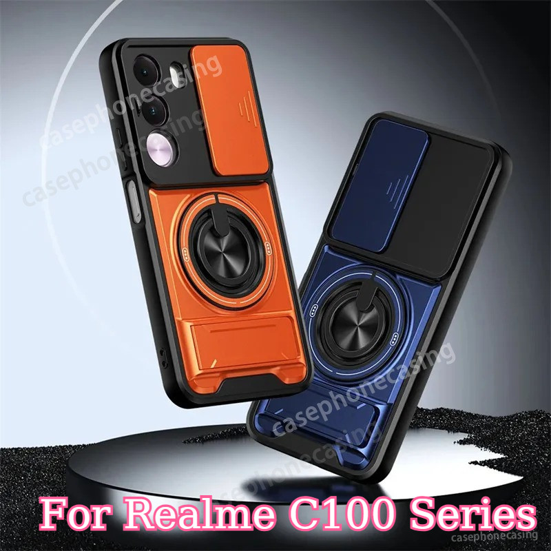 เคสโทรศัพท์สําหรับRealme C100x C100i C100 4G 5G 2026 เคสโทรศัพท์ที่วางแม่เหล็กขาตั้งเกราะกันกระแทกTPUพลาสติกแข็งปกหลัง