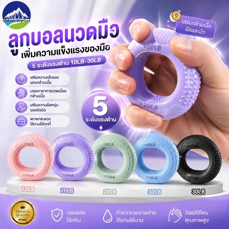 ลูกบอลนวดมือ อุปกรณ์บริหารมือ ลูกบอลบริหารมือ 20-80 ปอนด์ โดปามีน อุปกรณ์ฝึกความแข็งแกร่ง