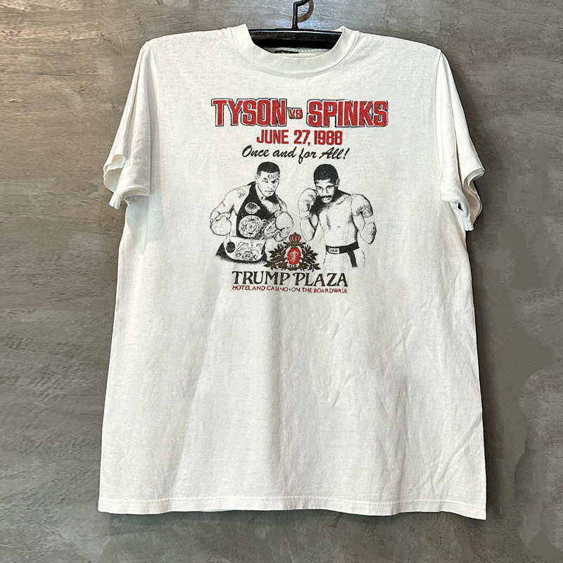 Tyson แชมป์ชกมวย Tyson American retro vintage Boxing niche แขนสั้นผู้ชายและผู้หญิงผ้าฝ้ายเสื้อยืดน้ํ