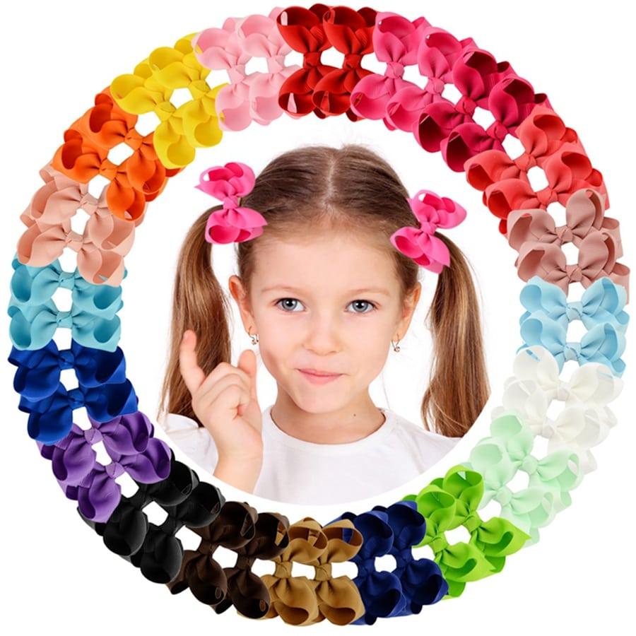 40pcs ผมที่มีสีสัน Bows คลิปสําหรับเด็กทารก Grosgrain ริบบิ้น Handmade หวาน Hairpins Barrettes Headwear เด็กอุปกรณ์เสริมผม
