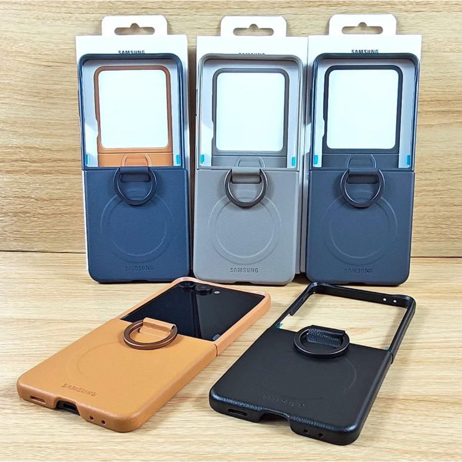 ต้นฉบับสําหรับ Samsung Galaxy Z Flip7 Leather Ring Holder Case Galaxy Z Flip 7 Magnetic Case พร้อมแห