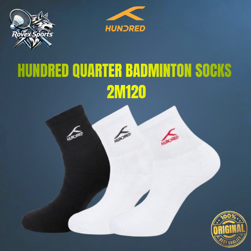 HUNDRED  Quarter ถุงเท้าแบดมินตัน 2M120 น้ําหนักเบาป้องกันข้อเท้า Breathable กีฬาถุงเท้า
