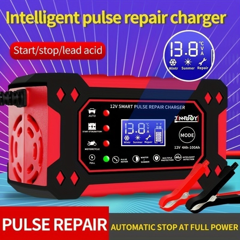 6A 12V Digital Car Battery Charger อัตโนมัติซ่อมชาร์จสําหรับรถยนต์รถจักรยานยนต์ SUV Stea แบตเตอรี่ C