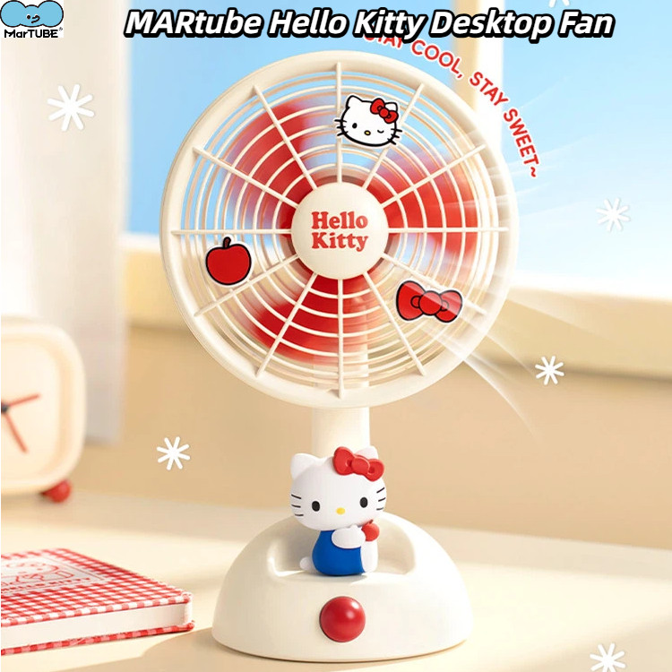 MARtube HelloKitty พัดลมตั้งโต๊ะน่ารักเขย่าหัวเงียบสํานักงานเวลาหอพักของขวัญ