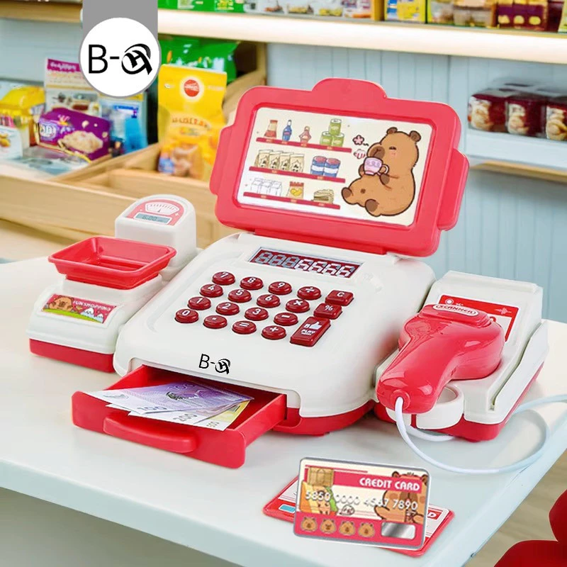BHQ ของเล่นเด็ก capybara เครื่องคิดเงินเด็ก ซูเปอร์มาร์เก็ตจำลอง มีไฟมีเสียง เครื่องคิดเลขจริง