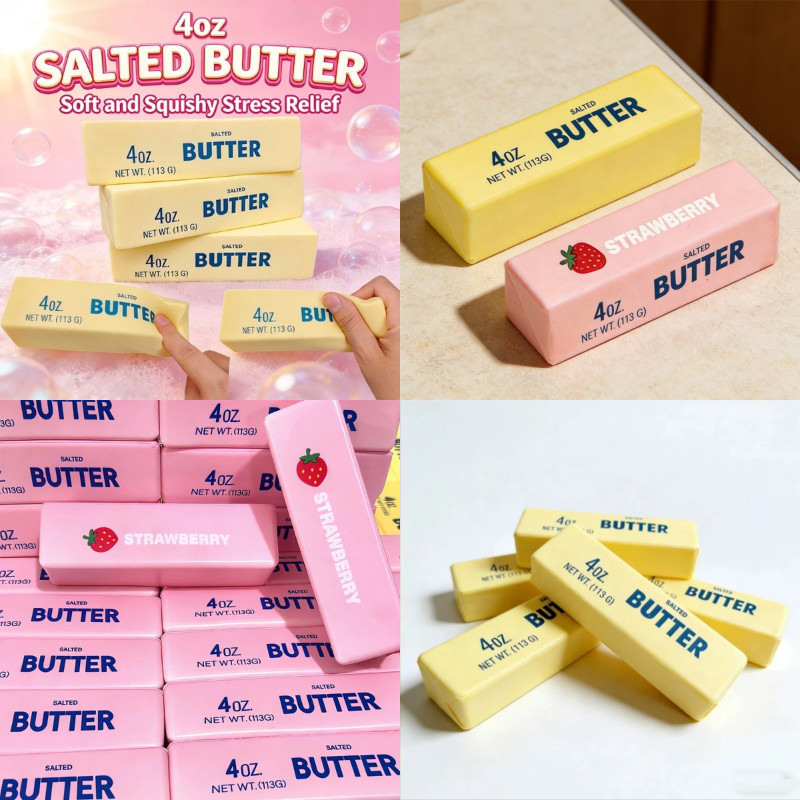Kawaii Butter Stick Squishy ของเล่นช้า Rebound เปียก Soft TPR บีบของเล่นตลกอาหารรูปความเครียดบรรเทาของเล่น