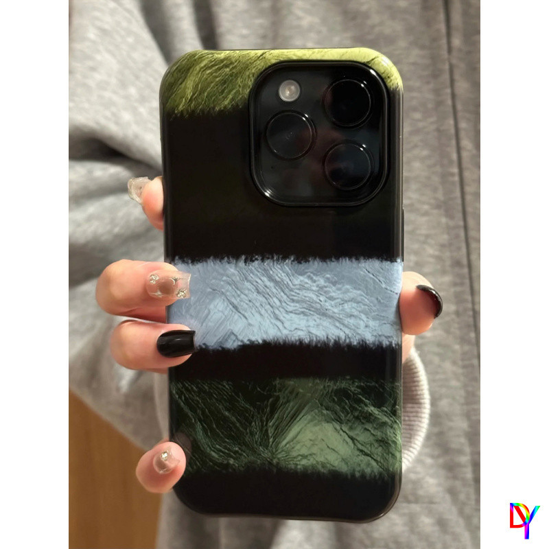 Ins 2-in-1 Apple 16/17promax เคสโทรศัพท์ iPhone15 ฟิล์ม 14/13PROMAX แถบสีเขียว 12/11Pro 7/8 Plus XSMAX