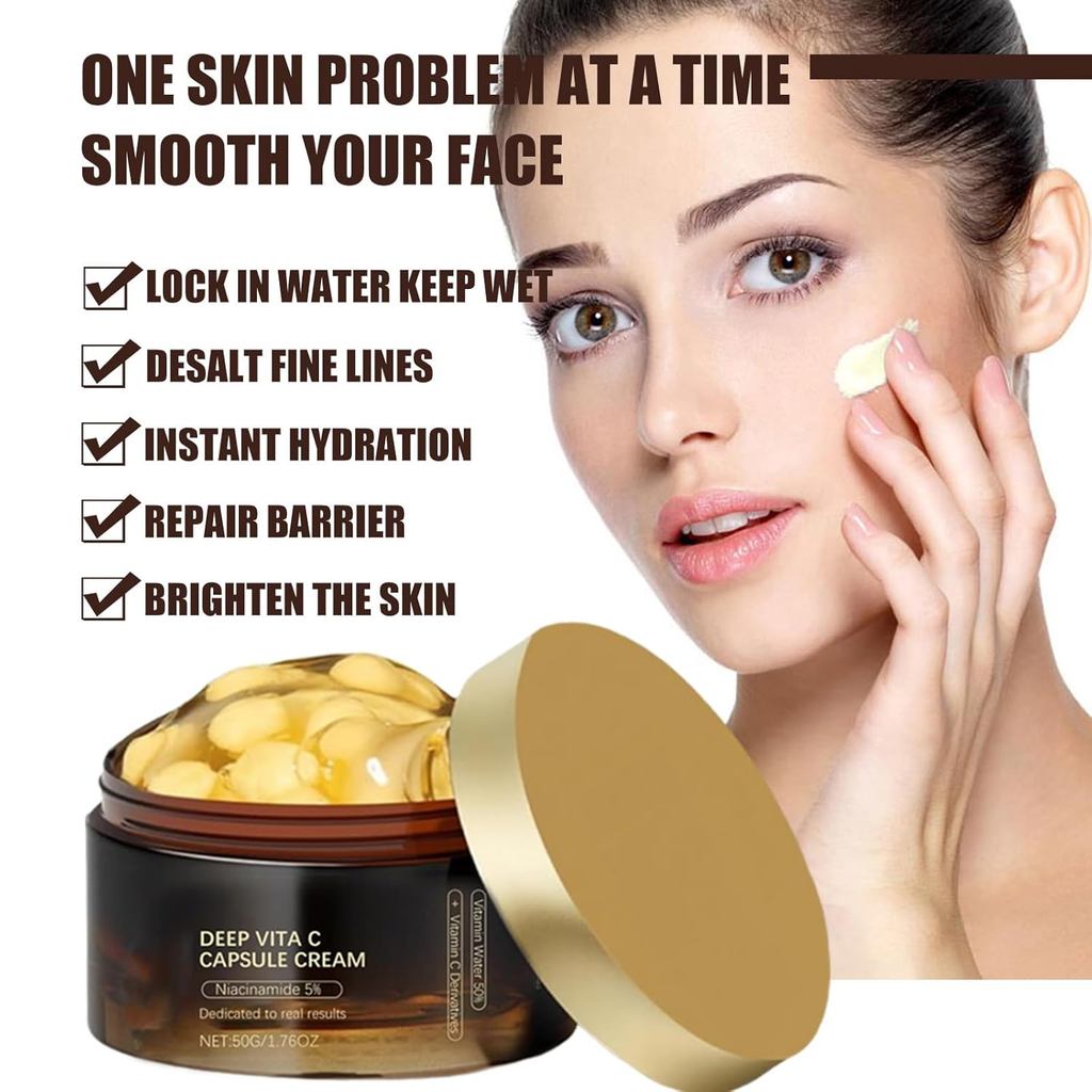 ครีมแคปซูล Deep Vita C, Golden Boba Capsule Cream, ครีมแคปซูลวิตามินซี, มอยเจอร์ไรเซอร์ Boba ป๊อปปิ้