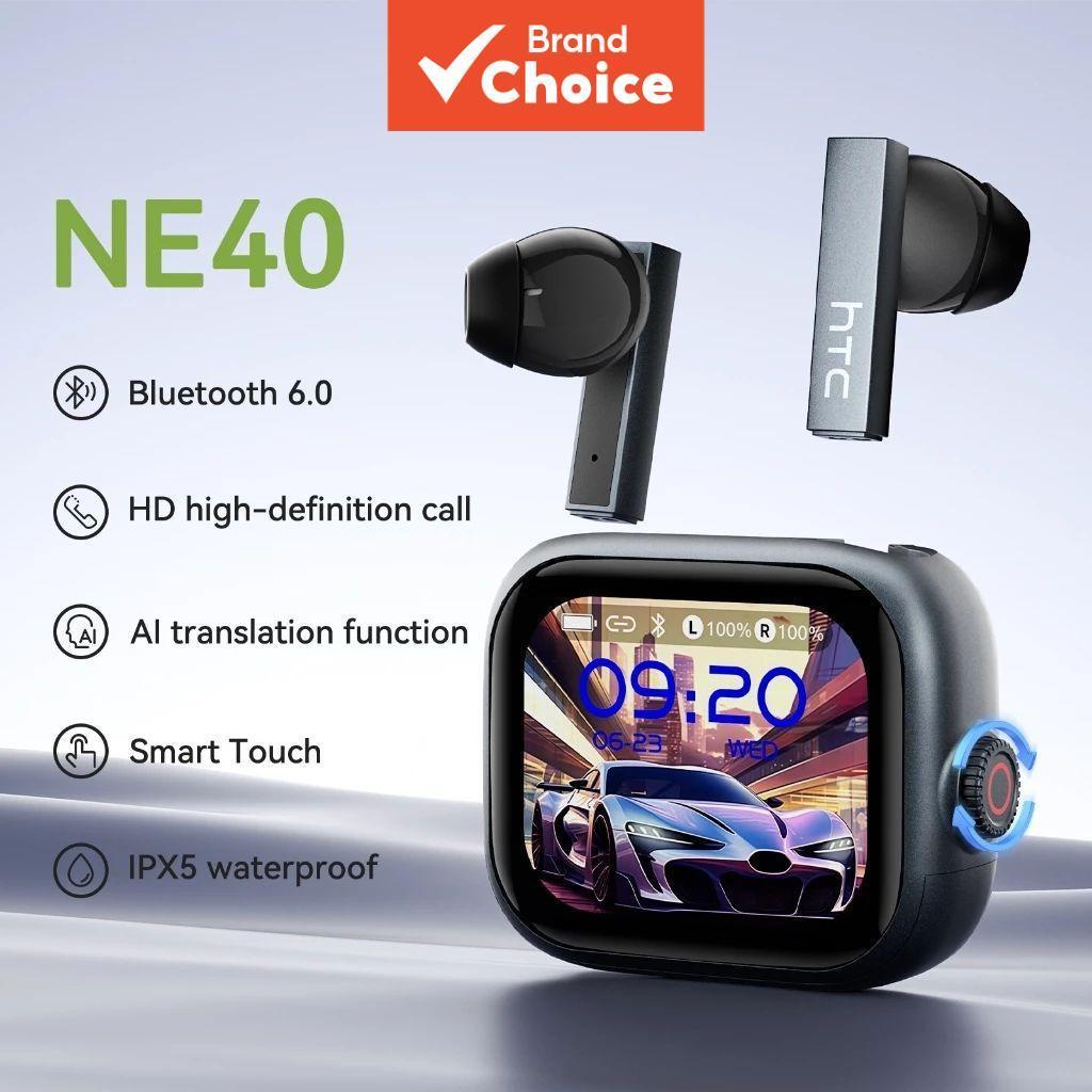 หูฟังแปลภาษาอัจฉริยะ HTC NE40 พร้อมระบบตัดเสียงรบกวน ANC, หน้าจอสัมผัส LED, เสียง HiFi สเตอริโอ, หูฟังไร้สาย TWS กันน้ํา สําหรับสมาร์ทโฟน