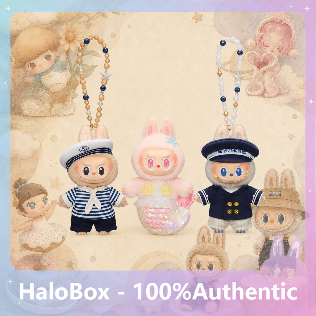 POP MART Flying LABUBU กัปตัน/LABUBU กะลาสี/นางเงือกไวนิลจี้ตุ๊กตาเครื่องประดับของแท้