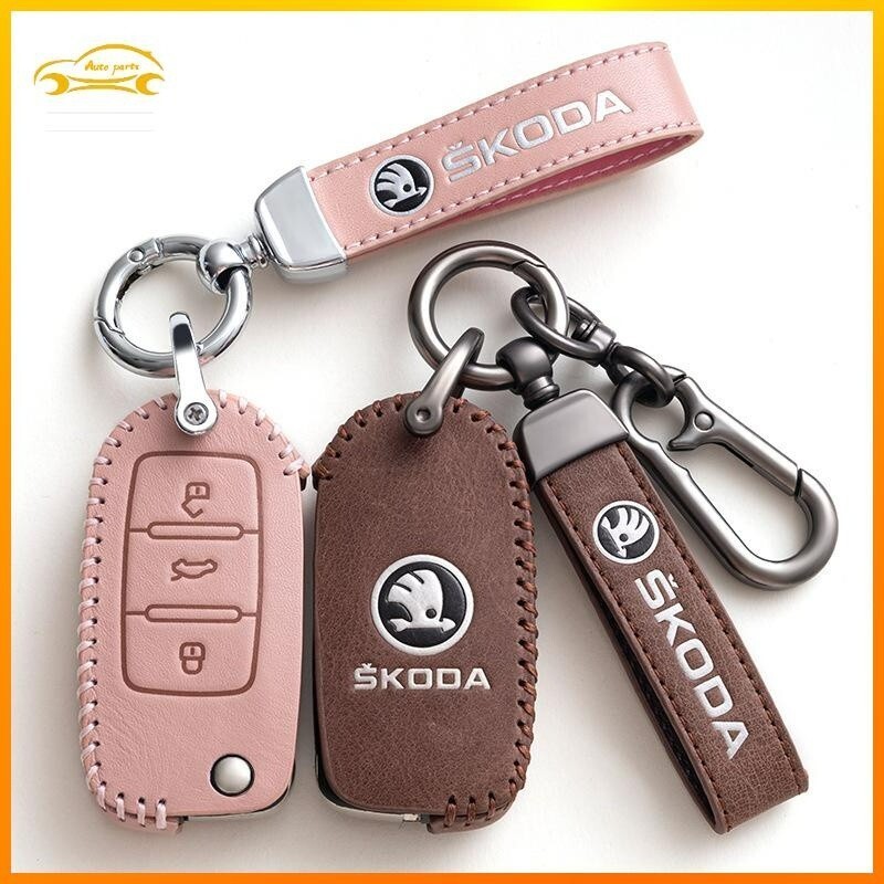 Skoda Skoda เคสกุญแจหนังแท้ Octavia Fabia Superb octavia yti ซองหนังกุญแจรถ