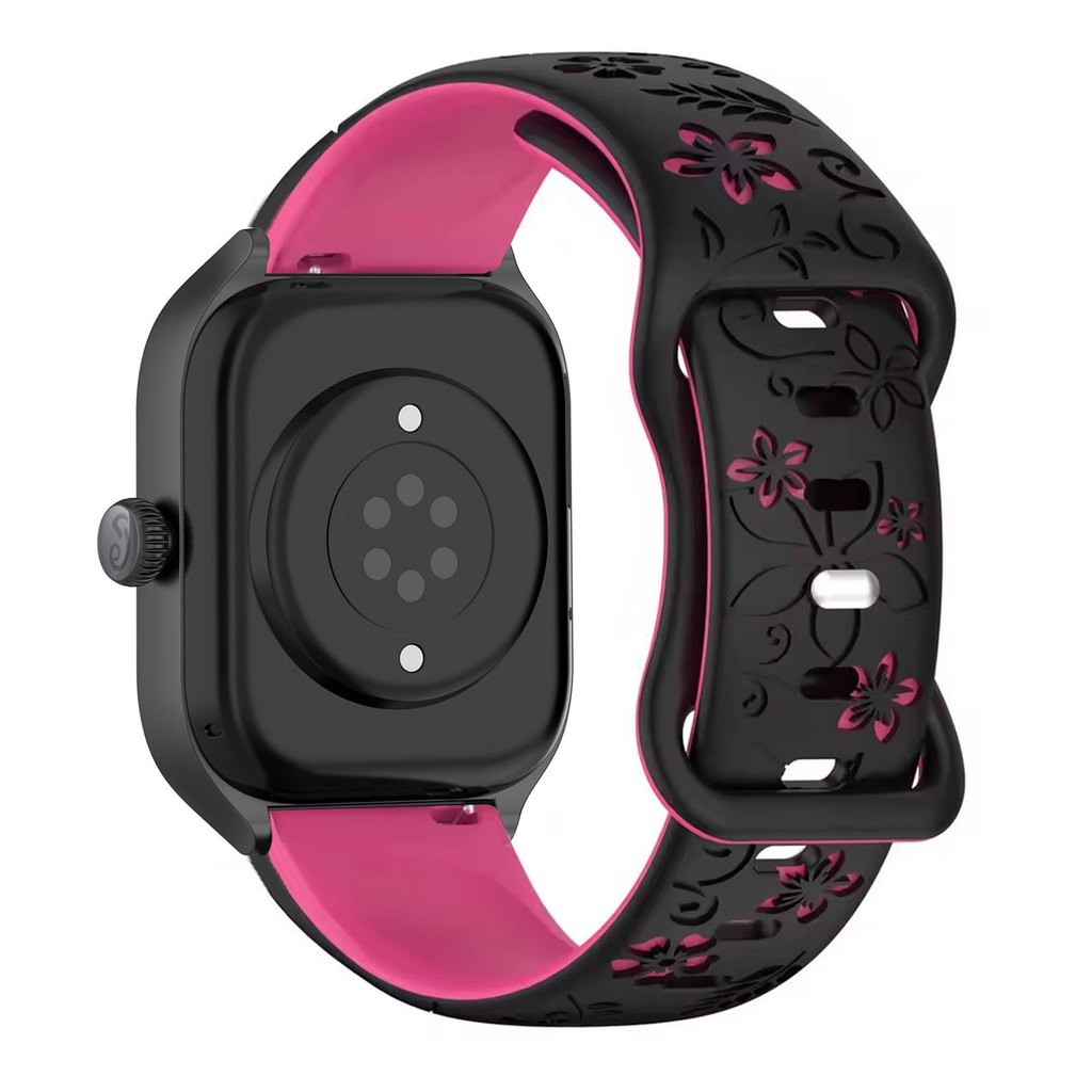 เหมาะสําหรับ Amazfit GTS 4/GTS 4 Mini/GTS 3/GTS 2/GTS 2 Mini/GTS 2E/GTS, สายซิลิโคนสองสีดอกไม้มูลค่า