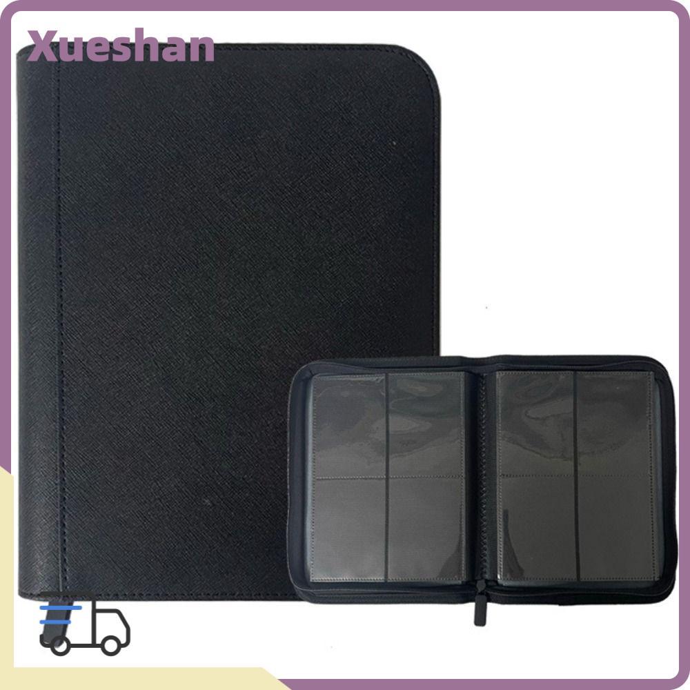 XUEXII 4 Pocket Card Binder, Side-Loading PU Cover Trading Card Holder Book, ซิปคุณภาพสูงปิด 160 ช่องใส่การ์ดโฟลเดอร์การ์ดอัลบั้มสะสมป้องกัน