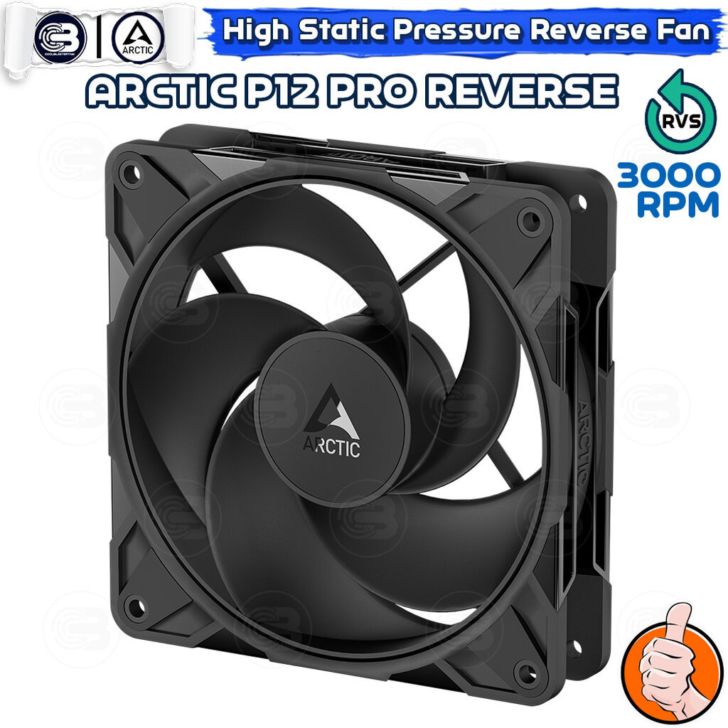[CoolBlasterThai] ARCTIC P12 PRO REVERSE PST BLACK (size 120 mm.) PC Fan Case ประกัน 6 ปี