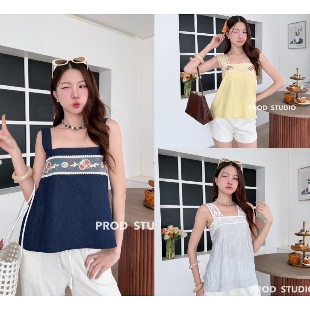 สายเดี่ยวดีเทลแต่งลูกไม้ปักงานสวยหรูดูดี
