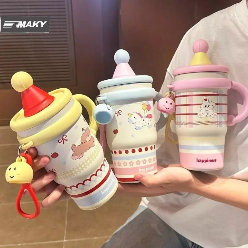 [MAKY] การออกแบบการ์ตูน 600ml สแตนเลส 316 Tumbler สําหรับสาว ๆ เหมาะสําหรับ Travel Office Gym TH