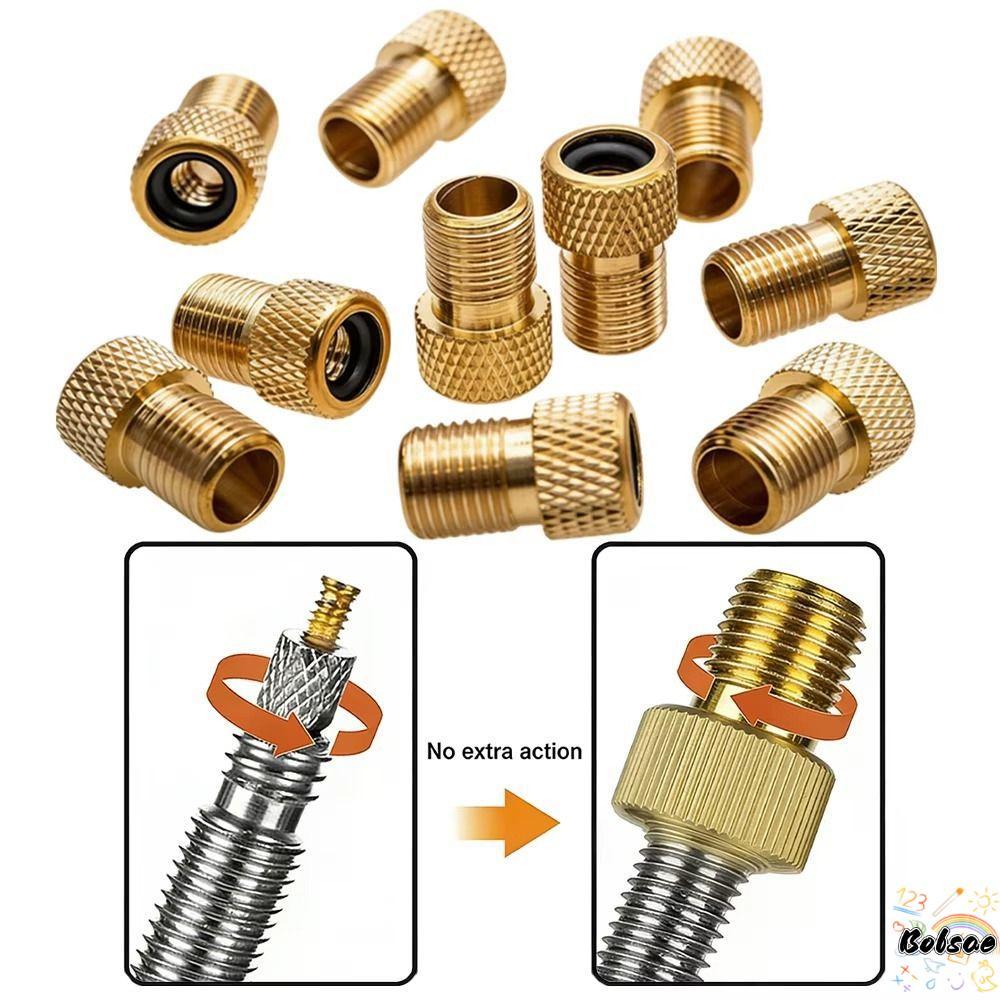 อะแดปเตอร์ BOLSACF Presta To Schrader, อะแดปเตอร์วาล์วจักรยานน้ําหนักเบาสีทอง, อะแดปเตอร์ปั๊มจักรยานทองแดง