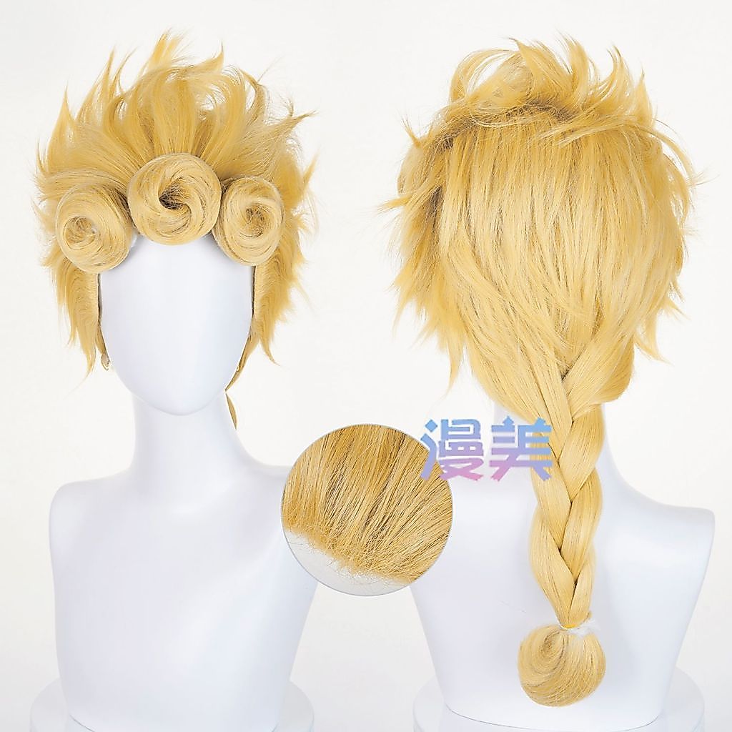 วิกผม cosplay Giorno Giovanna Jojo สังเคราะห์สีทอง ทนความร้อน