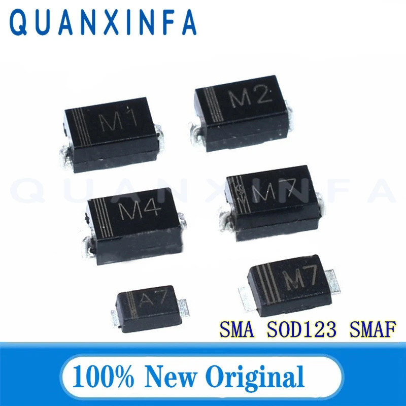 100PCS 1N4007 M7 SMA 1N4002 M2 1N4004 M4 1N4001 M1 1N4007W A7 SOD123FL M7F Schottky ไดโอดในสต็อก WDE
