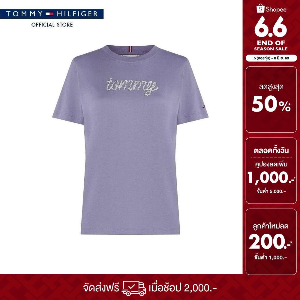 [ลดเพิ่ม 25% โค้ด T3JUNM3R3Y26] Tommy Hilfiger เสื้อยืด ผู้หญิง รุ่น WW0WW45061 0KB - สีม่วง ทรง Regular