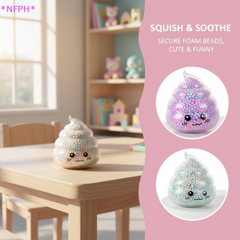 NFPH> 2PCS Squishy Poop Stress Balls สีสัน Anti-Stress Fidget ของเล่นสําหรับเด็กผู้หญิงช่วยความวิตกกังวลบรรเทาใหม่