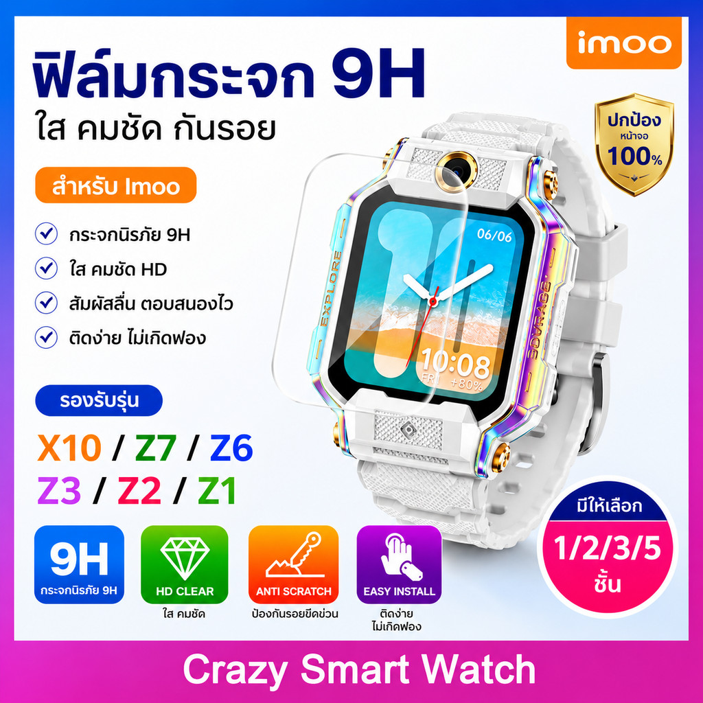 ฟิล์มกระจก  สำหรับ imoo X10 Z3 Z7 Z6 Z2 Z1 กันร้อย กันน้ำ ไอโม่ z7 z6 z2 z1