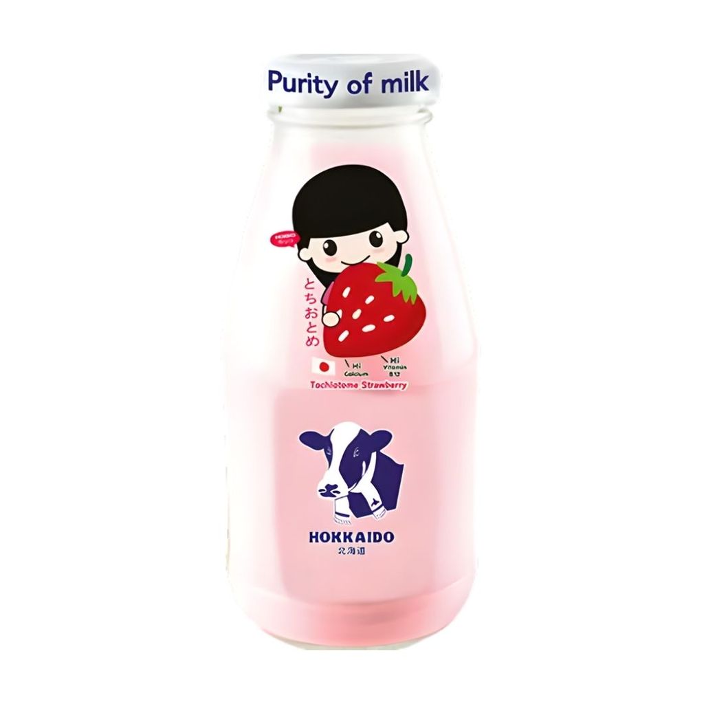 ฮอกไกโด นมรสสตรอเบอรี่ Hokkaido Pasteurized Strawberry Milk 250ml.
