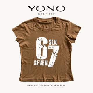 (พร้อมส่ง24ชม.) baby tee สีแดงไวน์ ลายเลข 67 วินเทจ ฟีลอเมริกันสปอร์ต ทรงเข้ารูป ใส่เท่แมตช์ง่าย