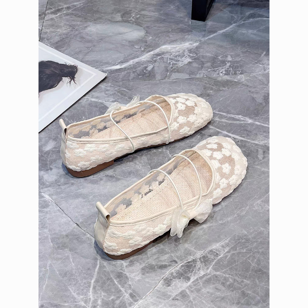 ตาข่ายBreathable Peasผู้หญิง 2026 ซีซั่นสไตล์ใหม่One-Pedal Mary Jane 6 Soft-Soled All-Matchรองเท้าแบน
