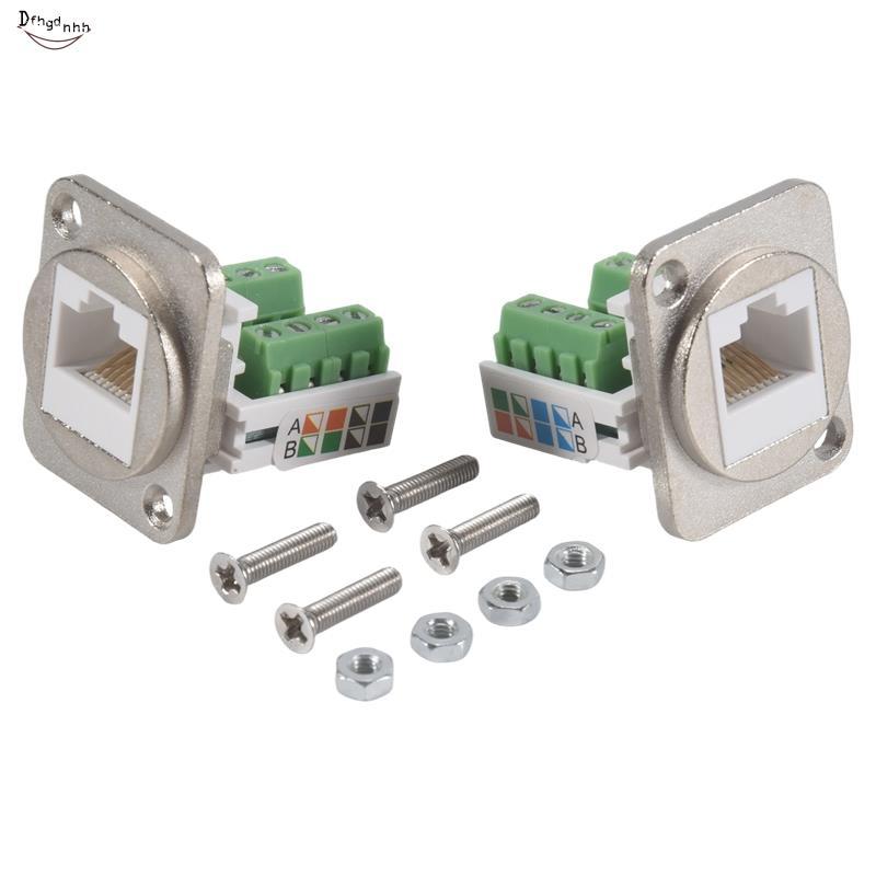 2PCS RJ45 แผง Mount Terminal อะแดปเตอร์, RJ45/8P8C หญิงแผง Mount Connector, RJ45 Solderless Terminal