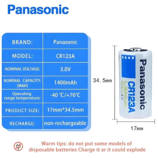 Panasonic CR123A/CR2 แบตเตอรี่ลิเธียม 3V สําหรับไฟฉาย/กล้อง