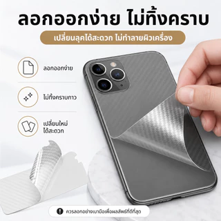 (h）ฟิล์มหลังสีใส ฟิล์มหลังลายเคฟล่าสำหรับ IPhone xs xr Xmax 11promax 12 12promax 13pro 14 14plus 14promax 14pro 15 16 17
