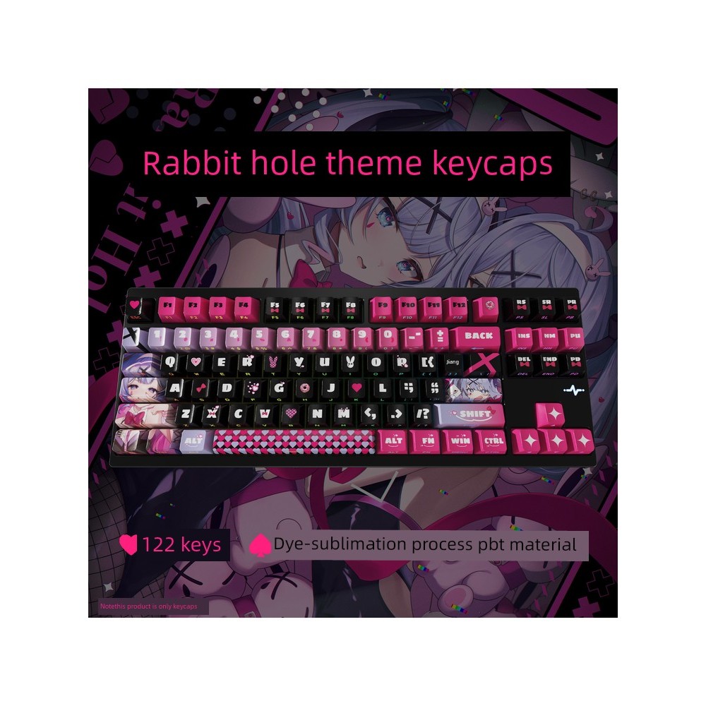 keycap คีย์แคป กระต่ายหลุมปุ่มกด PBT โรงงานเดิมห้าด้านความร้อน-Rise สี่ด้านโปร่งแสงด้านข้างแกะสลักพุ