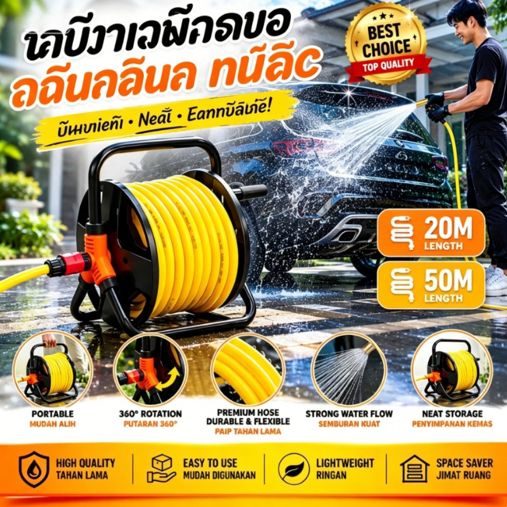 ชุดอุปกรณ์ฉีดน้ำหนาพิเศษ หัวฉีดทองแดง ข้อต่อสายยาง 3ชิ้น พ่นหมอก-ตรง ล้างสวนรดน้ำต้นไม้ ขนาด5M จัดส่งไทยภายใน2วันทำการ