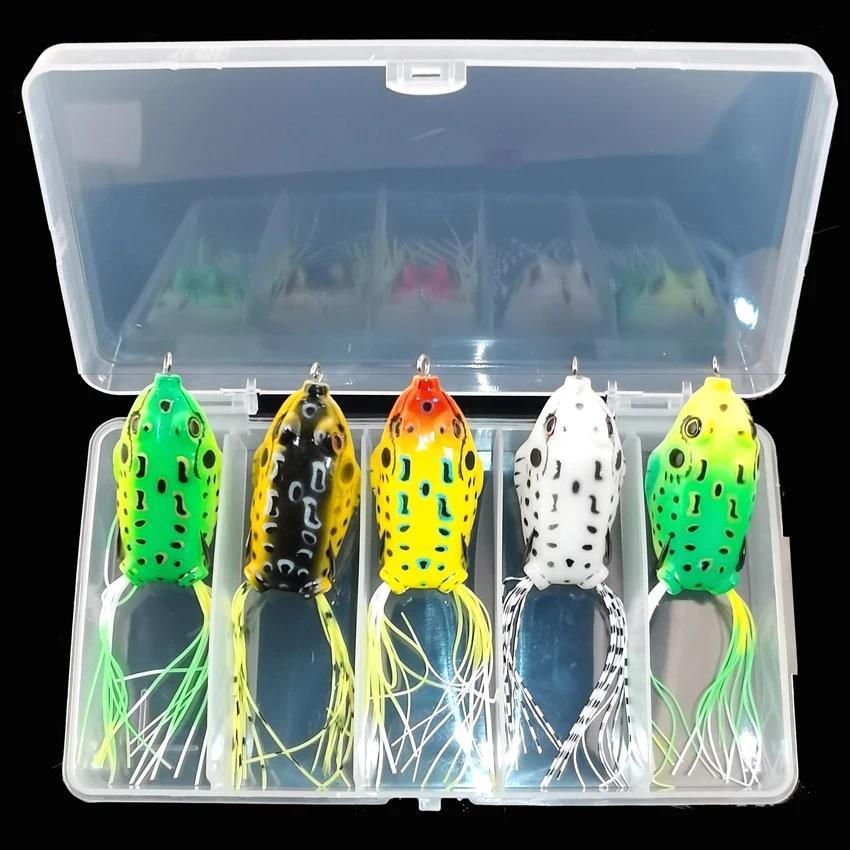 5PCS 6g 13g กบ Soft Lure Tube เหยื่อพลาสติกตกปลา Lure ตะขอตกปลา Topwater Ray กบประดิษฐ์ 3D ตา