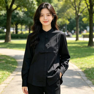 เสื้อเชิ้ตผู้หญิงแขนยาว รุ่นใหม่ เสื้อทำงานผู้หญิง เสื้อออฟฟิศ ทรงเข้ารูป สุภาพ ดูดี สไตล์เกาหลี