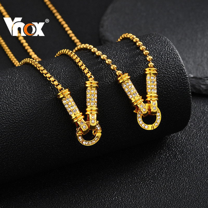Vnox DIY Patterned Gold Plated Luxury Zircon สร้อยคอผู้หญิง,ประณีตฝัง Cubic Zirconia Chain, Tarnish-Resistant Non-Fading
