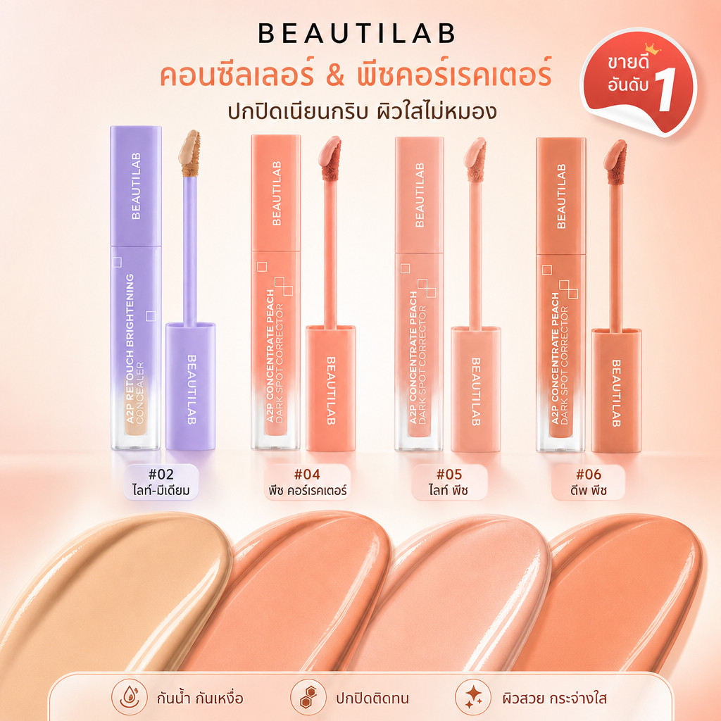 [ของแท้ 100%] BEAUTILAB A2P Retouch Brightening Concealer 2 in 1 ปกปิดและกระจ่างใสติดทนนาน