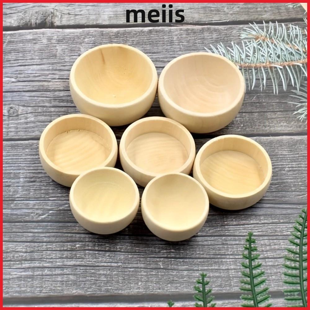 MEIIS ชามไม้ขนาดเล็ก, งานฝีมือทํามือชามไม้ทาสีด้วยมือ, มินิ DIY ชามไม้ที่ยังไม่เสร็จหัตถกรรมสําหรับเด็ก