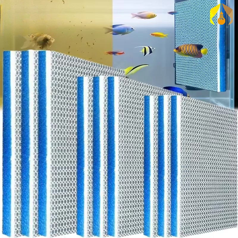 นํากลับมาใช้ใหม่ได้ไม่มีกาว Aquarium Water Purification Filter Cotton- 8D Nano Honeycomb Mesh Fish T