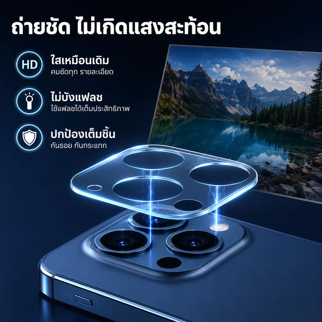 ฟิมล์กระจกเลนส์กล้อง สำหรับiPhone17promax 16pro 17air 17promax 16plus 15plus 15promax14pro 14promax iPhone13 13pro 13pro thumbnail 5